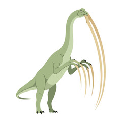 A long-necked dinosaur with prominent claws and a distinctive, elongated snout.