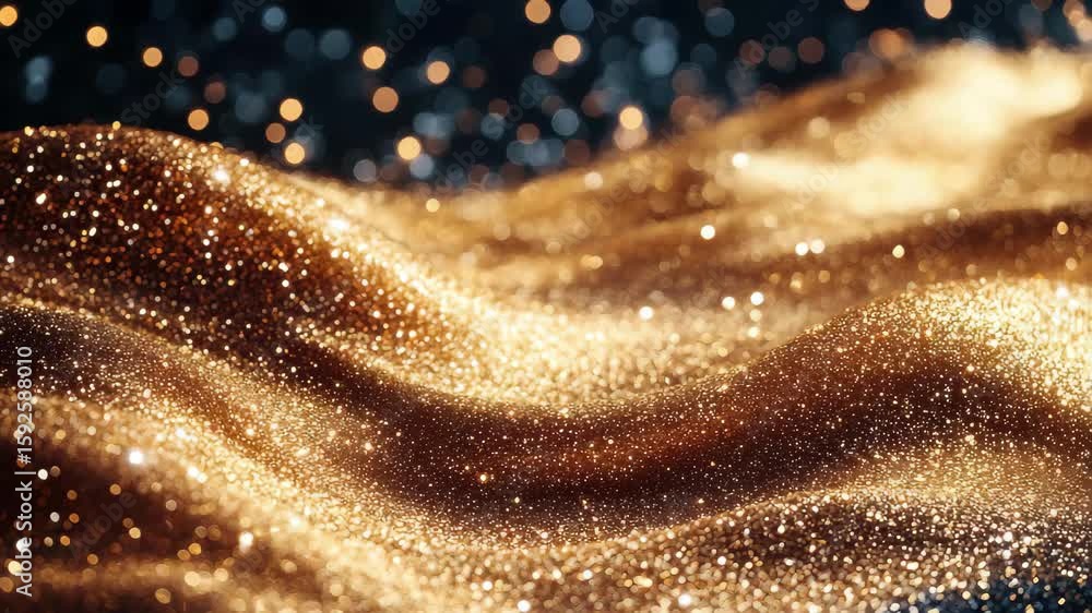Poster glimmering golden waves create a mesmerizing display of light and texture in an abstract composition