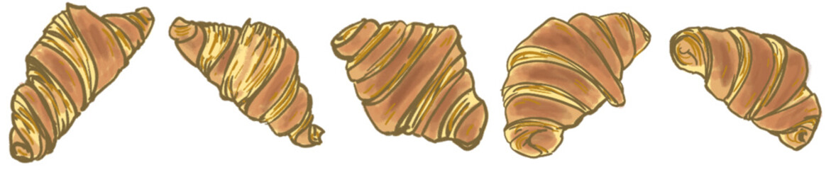 Delightful Rustic Hand-Drawn Golden Flaky Croissant Illustration