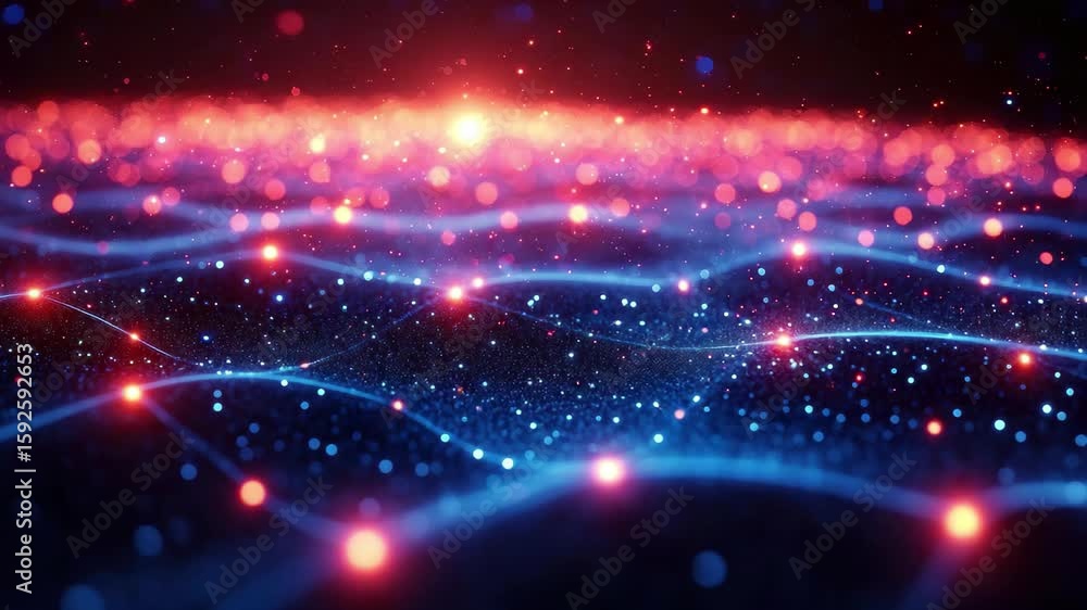 Poster bright particles create an expansive cosmic scene during a digital simulation of a starry galaxy at 