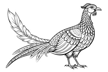 coloring page line art the pheasant black vector