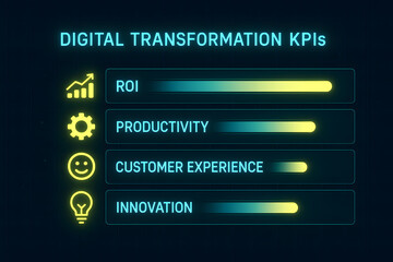 Futuristic KPI Infographic with Metrics Dashboard for Business Performance