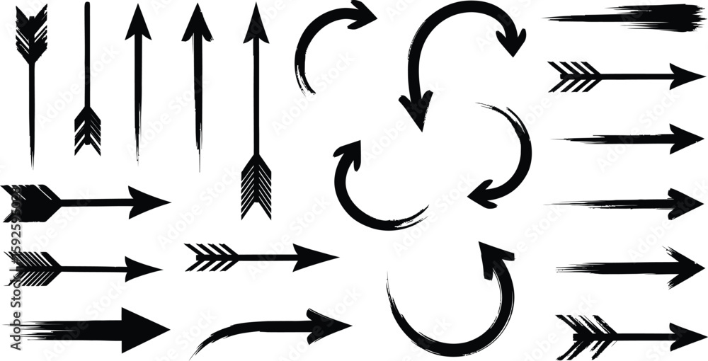 Aufkleber vector arrow icons set: diverse directional symbols for web design