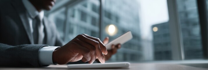 Businessman using mobile technology for automated compliance and regulatory reporting