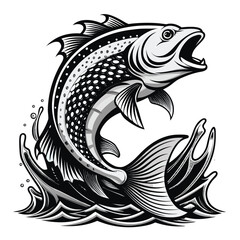 Realistic black and white vector illustration with vibrant color accents