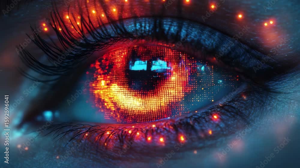 Aufkleber eye display of vibrant colors and digital patterns reflects creativity and technology in a surreal r
