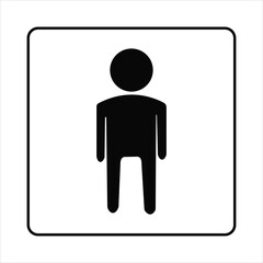 PrintA minimalist black pictogram representing a person, enclosed within a white rounded square border, suitable for signage and informational graphics.