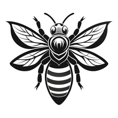 Detailed graphic illustration of a honeybee with vibrant colors and clean lines