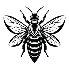 Detailed graphic illustration of a honeybee with vibrant colors and clear lines