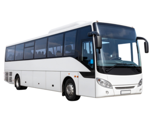 Sleek Modern White Intercity Bus Side View Isolated on Transparent Background PNG