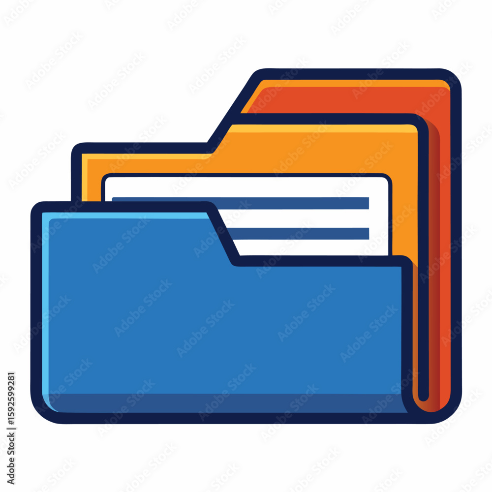 Poster clean folder icon with a document inside suitable for digital interfaces