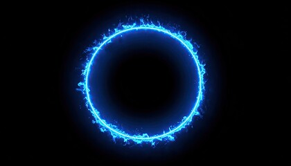 Circular blue flame graphic