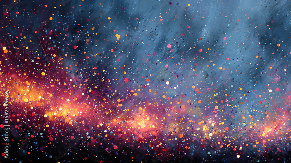 Aufkleber blue and red background with many small, colorful dots. the dots are scattered throughout the image,