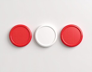Three circles, red and white, on a plain background