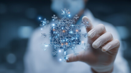 Scientist Observing Nanobots Making Microchip Assembly