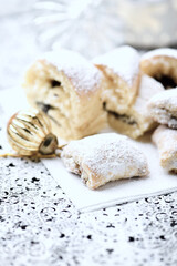 Christmas cookies on bright background. Soft focus. Close up.	