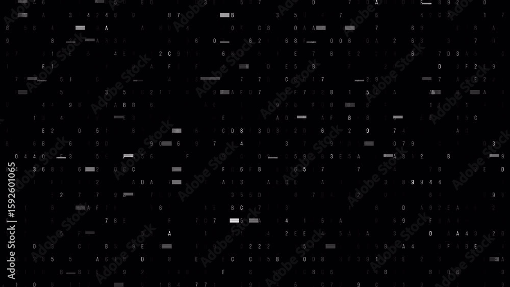 Poster abstract digital matrix of numbers and letters on black background