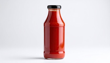 Glass bottle of red sauce