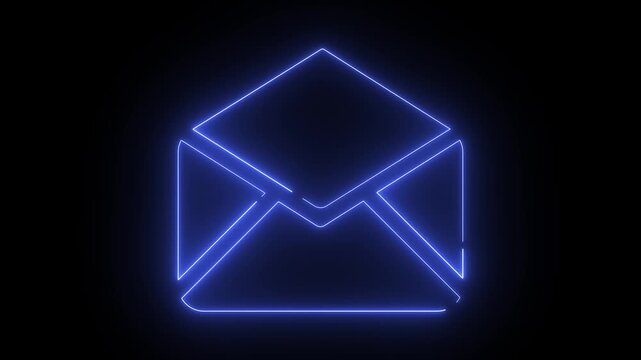 Neon light animation of open mail icon	