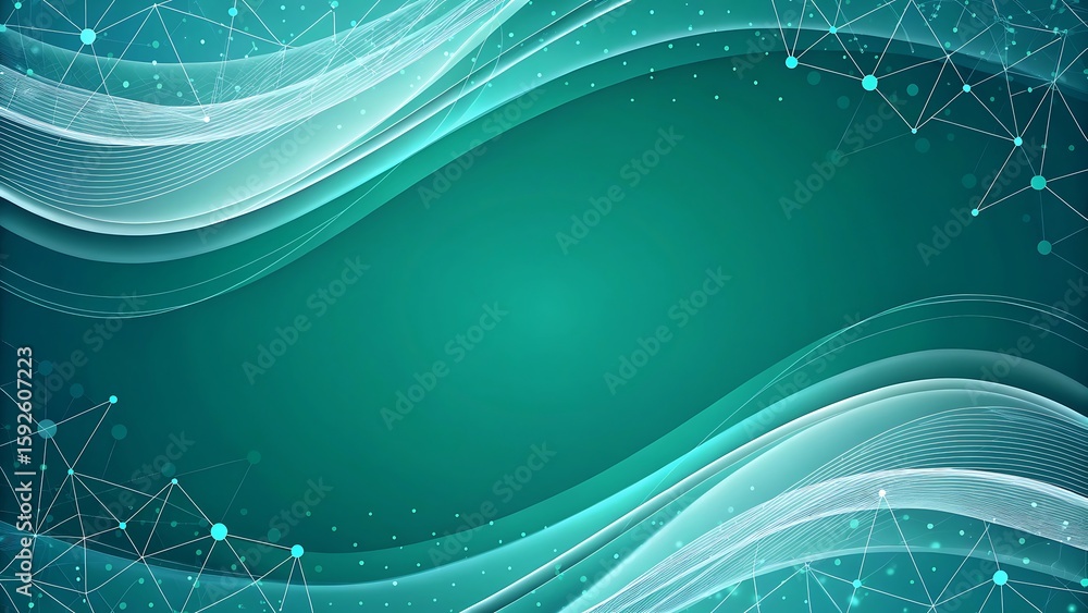 Poster geometric lines flow on a teal backdrop, creating an abstract network design ideal for presentations