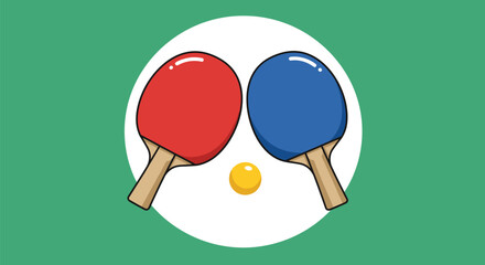 Ping Pong Rackets with Ball Illustration