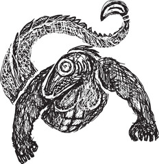 Handmade Abstract Scribble Monster &ndash; No AI Drawing of Unknown Creature