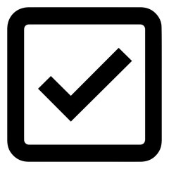 Black vector icon of check mark in square