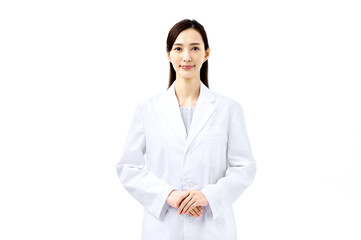 正面向きの白衣を着た女性 医師　ドクター