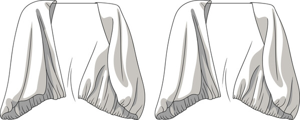 Bolero jacket fashion sketch front and back view, elegant silhouette with collar detail, cad drawing flat vector illustration, garment design