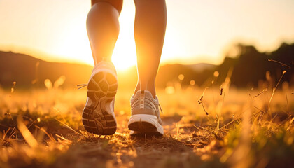 Person Running Towards Sunset in a Golden Field