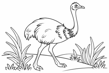 Fototapeta premium coloring page line art the rhea black vector
