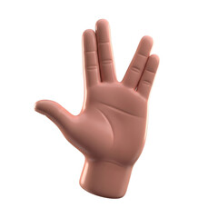 Obraz premium Realistic Cartoon Hand Showing Three Fingers in Neutral Gesture