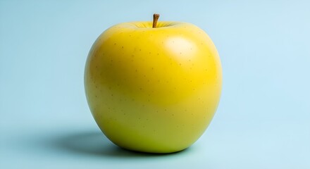 Yellow Apple Food Product Shot on Light Blue Background isolated PNG with Transparent Background