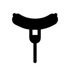 Grilled sausage on fork icon vector illustration
