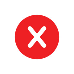 Fototapeta premium Red Cross icon vector. A red circle containing a white x mark centered on a white background in a simple graphic style