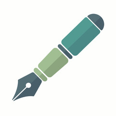 Stylized Blue Fountain Pen Icon for Writing, Design, and Publishing