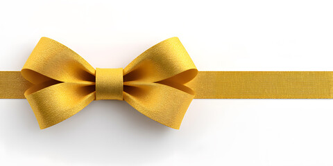 Fototapeta premium Shiny gold ribbon bow isolated on white background. Perfect for gift packaging, festive branding, or elegant design elements.