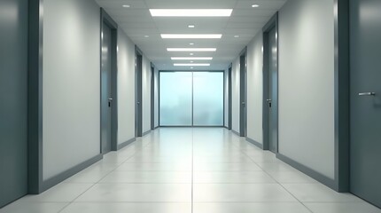 Fototapeta premium Office hallway with modern lighting fixtures.