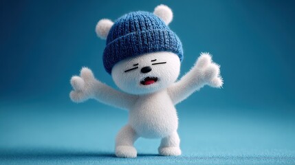 Cute cartoon bear in winter hat