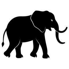 Obraz premium Silhouette of an elephant marching with raised trunk