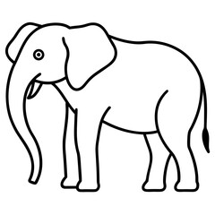 Detailed line art of an african elephant with prominent tusks