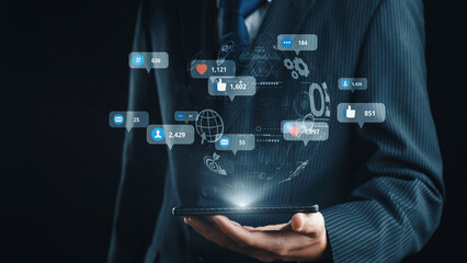 Social media marketing strategy with engagement metrics. Social marketing boosts media visibility....