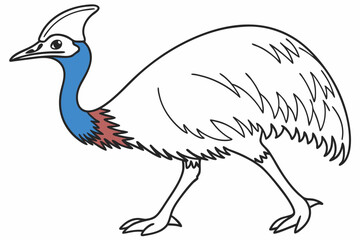 coloring page line art the cassowary bird black vector