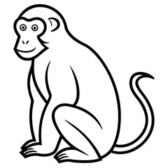 Line art baboon sitting sideways