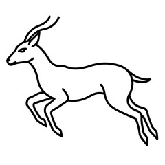 Elegant antelope leaping line art black and white