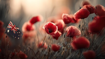 Poppy Field Flag Tribute Scene