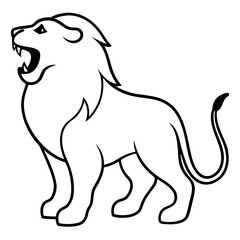 Bold line art of a roaring lion in black and white