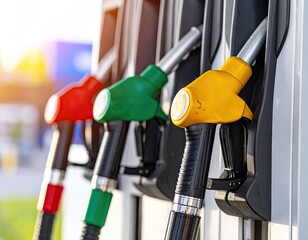 Gas pumps at a service station