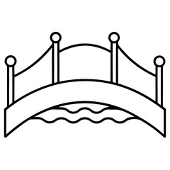 Safari bridge crossing river line art illustration