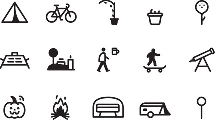 Collection of outdoor activity and camping icons